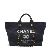 シャネル ドーヴィルGM キャンバス ネイビー ゴールド金具