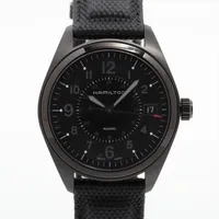 ハミルトン ベンチュラ エルヴィス80 H245510 SS×革 QZ 黒文字盤 AB