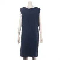 エルメス リネン ノースリーブワンピース 34 ネイビー