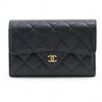 シャネル マトラッセ キャビアスキン ブラック ゴールド金具