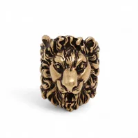 グッチ ライオンヘッド GP×ラインストーン リング シルバー ABランク