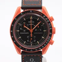 オメガ×スウォッチ スピードマスター ミッション オン アース ラバ SO33O100 CE×ナイロン QZ ブラック文字盤