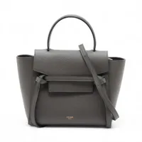 セリーヌ ベルトバッグナノ レザー 2WAYハンドバッグ グレー