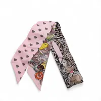 エルメス ツイリー JUNGLE LOVE LOVE ジャングルラブラブ シルク スカーフ ブラウン×ピンク