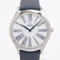 オメガ デヴィル トレゾア 428.17.36.60.04.001 SS×革 QZ ホワイト文字盤