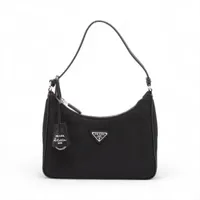 プラダ テスート×サフィアーノ ナイロン ハンドバッグ ブラック