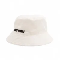 ミュウミュウ ロゴ 5HC196 コットン バケットハット M ホワイト