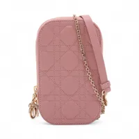 クリスチャンディオール カナージュ フォンホルダー レザー 2WAYショルダーバッグ ピンク