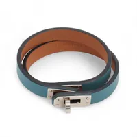 エルメス ケリーブレスレット ドゥブルトゥール レザー ブレスレット U:2022 ブルー