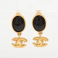 シャネル ココマーク GP×カラーストーン イヤリング(両耳用) 96A ゴールド×ブラック