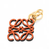 ロエベ アナグラム GP×革 チャーム オレンジ×ブラック