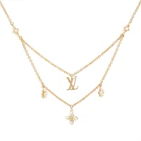 ヴィトン ネックレスLVフローラグラム M00981 GP×フェイクパール ネックレス GK1254 ゴールド