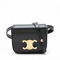 セリーヌ トリオンフ ミニ クロード レザー ショルダーバッグ ブラック