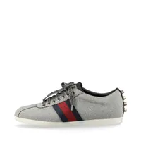 グッチ シェリーライン レザー スニーカー 36 シルバー