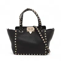 ヴァレンティノガラヴァーニ ロックスタッズ レザー 2WAYハンドバッグ ブラック