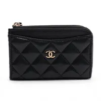 シャネル マトラッセ キャビアスキン ブラック ゴールド金具