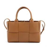 ボッテガヴェネタ マキシイントレチャート ミニ アルコ レザー 2WAYハンドバッグ ブラウン