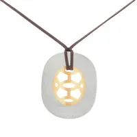 エルメス リフト バッファローホーン ネックレス シルバー×ベージュ