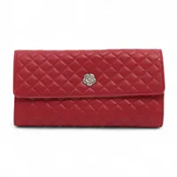 シャネル カメリア ラムスキン レッド シルバー金具