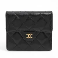 シャネル マトラッセ キャビアスキン ブラック ゴールド金具