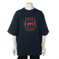 グッチ インターロッキングG コットン Tシャツ XXL ネイビー