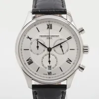 フレデリックコンスタント クラシック クロノグラフ SS×革 AT シルバー文字盤