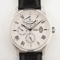 ブローバ SS×革 AT シルバー文字盤