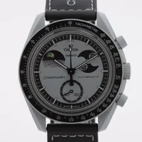 オメガ×スウォッチ スピードマスター ミッション トゥ アースフェイズ SO33M700 CE×ナイロン QZ グレー文字盤