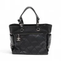 シャネル パリビアリッツGM コーティングキャンバス ブラック シルバー金具