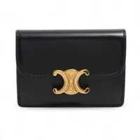 セリーヌ ムートン×レザー ロングブーツ 35 1/2 ブラック ABランクの