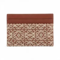 ロエベ リピートアナグラム キャンバス×レザー カードケース ブラウン