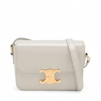 セリーヌ トリオンフ レザー チェーンショルダーバッグ ホワイト AB