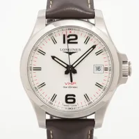 ロンジン コンクエスト V.H.P. L3.716.4.76.5 SS×革 QZ シルバー文字盤