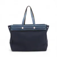 エルメス エールバッグ カバスMM トワルオフィシエ ネイビー シルバー金具