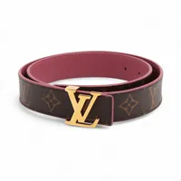 ヴィトン サンチュール LVイニシアル PVC×レザー ベルト AC2197 80 ブラウン×ピンク