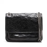 サンローランパリ ニキ ベイビー レザー チェーンショルダーバッグ ブラック