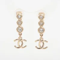 シャネル ココマーク GP×ラインストーン ピアス(両耳用) F20V ゴールド