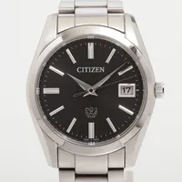 シチズン エコドライブ AQ4080-52E SS ソーラー 黒文字盤