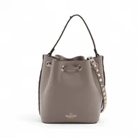 ヴァレンティノガラヴァーニ ロックスタッズ レザー 2WAYハンドバッグ グレー