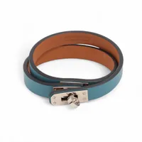 エルメス ミニケリードゥブルトゥール GP×革 ブレスレット U:2022 ブルー