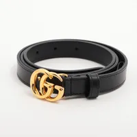 美品　グッチ　ベルト　GG マーモント　493949 ゴールド金具　レザー　箱付 箱付き・美品✨ GUCCI ベルト GG マーモント レザー ブラック - メルカリ