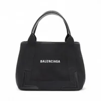 バレンシアガ ネイビーカバス キャンバス ハンドバッグ ブラック