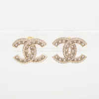 シャネル ココマーク GP×ラインストーン×カラーストーン ピアス(両耳用