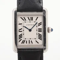 カルティエ タンクソロ WSTA0030 SS×革 QZ シルバー文字盤