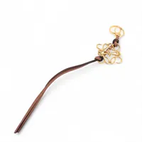 ロエベ アナグラム GP×革 ブレスレット ブラウン×ゴールド ABランク