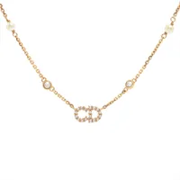 ディオール Clair D Lune クレール ディー リュヌ GP×ラインストーン×フェイクパール ネックレス ゴールド