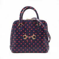 グッチ ホースビット 1955 レザー 2WAYハンドバッグ ネイビー