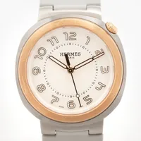 エルメス カット SD1.520 SS×PG×ラバー AT シルバー文字盤