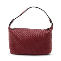 ボッテガヴェネタ イントレチャート レザー ショルダーバッグ レッド