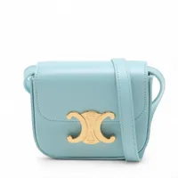 セリーヌ トリオンフ ミニ クロード レザー ショルダーバッグ ブルー